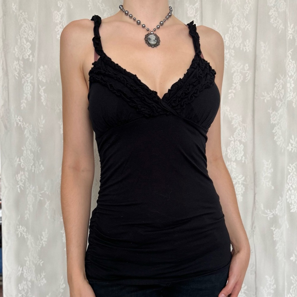 Y2K 2000 Grunge Vamp Black Cami